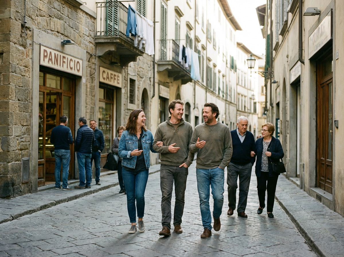 Spontaneous portrait of a group of traveler
